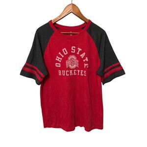 Ohio State Men's Red & Black Short Sleeve Raglan Crew Neck T-Shirt Size L 42/44